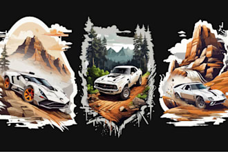 design vector car automotive t shirt in 1 day
