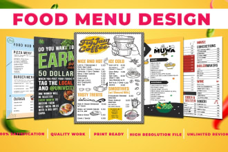 design elegant food menu or flyer for restaurant, cafe, and catering menus