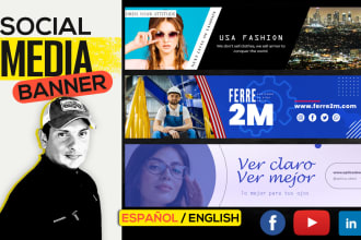design a facebook banner, linkedin or social media headers