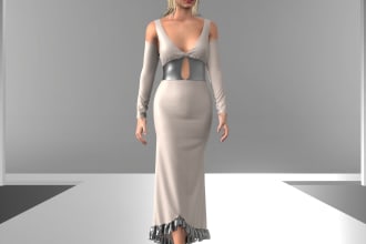 make a 3d fashion design work as your request