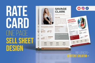 design rate card, one page sell sheet, price list