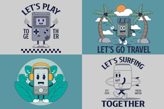 create vintage retro cartoon mascot character illustration