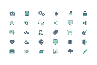 design custom, unique and modern icons set in any style