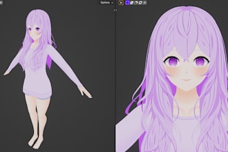 create 3d character model for game, vtuber anime shading