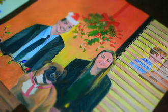 turn your photo into real oil painting for christmas, wedding or halloween gift