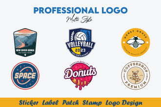 design round sticker label patch stamp and instagram logo design