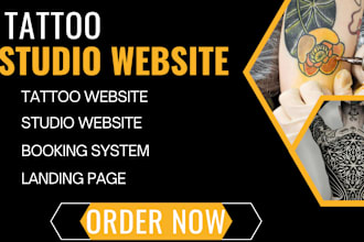 design tattoo studio website with booking feature, tattoo, piercing website