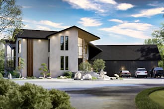 do realistic house exterior design and 3d renderings