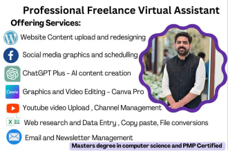 be your professional freelance virtual assistant, data entry,web research,typing