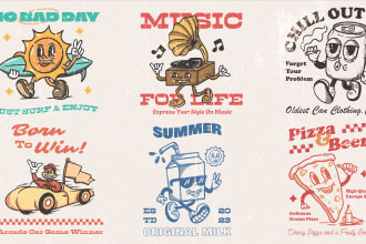 draw vintage mascot or retro cartoon logo in 24 hours