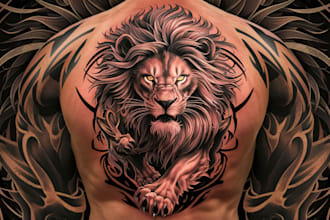 design colorful and bw tattoos, comic illustration, line art