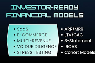 build ms excel saas, e commerce and multi revenue projections and forecast
