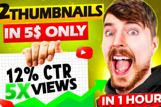 design amazing custom clickbait youtube thumbnail  in 1 hour