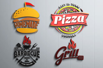 design burger, pizza, fast food, grill, BBQ, kitchen and restaurant logo