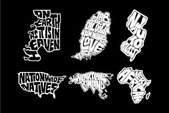 creative country map city typography lettering design shape