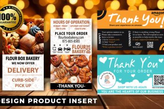 design amazon thank you card, product insert card, packaging insert