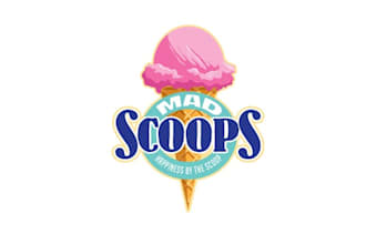mad scoops ice cream logo design