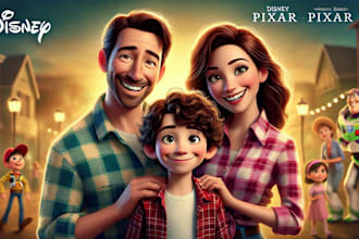 transform your family into disney pixar style caracters