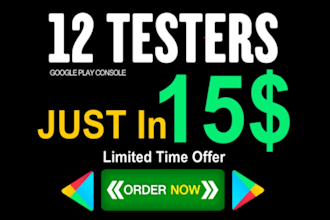 provide 12 testers google play console, closed testing for 14 days