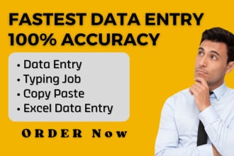 do extra fast data entry, typing work and web research