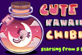 do a cute kawaii chibi, tshirt, stickers