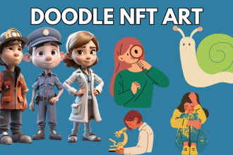 create doodle nft art up to 10k,cartoon, doodle