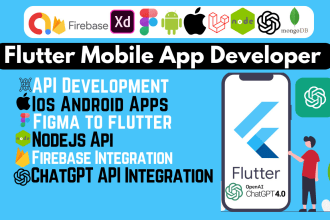 build flutter app with nodejs, firebase, custom API, laravel ,mongodb, fix bugs