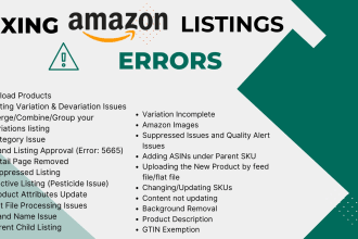 fix amazon listing and variation issues, account health and flat file issues