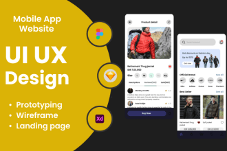 do web app design, mobile app design, mockup, prototype, and flutter