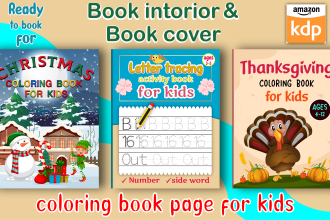 design kids coloring , kids activity book and cover for kdp
