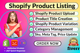do shopify product listing and shopify data entry
