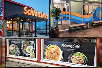 create eye catching shop front, storefront, window graphics , signage design