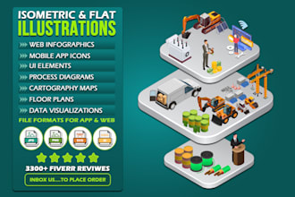create vector art isometric infographic illustration for app and web