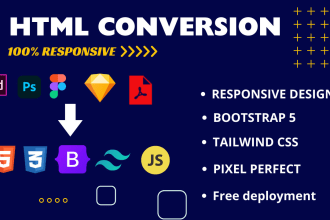 transform your psd,figma,xd,sketch,pdf,png,jpeg design to responsive html,css,js