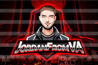 design streamer mascot logo, cartoon mascot gaming