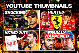 design youtube thumbnails for f1 channel