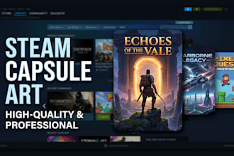 design eye catching steam capsule art , header and full store assets