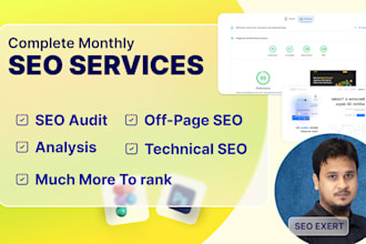 do complete monthly SEO services, off page backlinking, google 1st page ranking