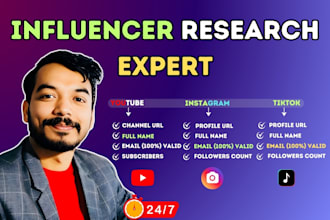 collect youtube instagram tiktok podcast influencer research email list