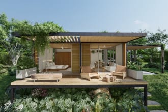 create photorealistic architectural tiny houses renders