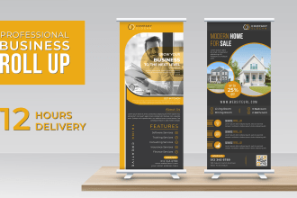 do roll up banner, retractable, roller, signage design