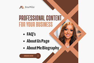 write professional faq, about us, and about me page