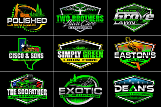 design landscape, grass, agriculture and lawn care logo