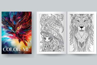 design 100 pages kids or adult coloring book for amazon kdp