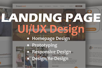 design web landing page or homepage, ui ux, prototype