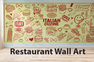 create doodle wall art, vector art, mural, decal, wallpaper