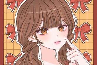 draw a cute anime headshot illustration for your avatar, icon or profile picture