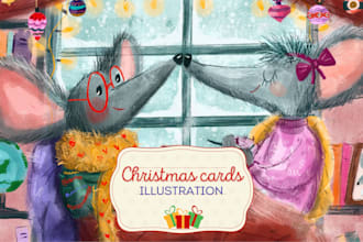 create cute christmas cards and illustrations