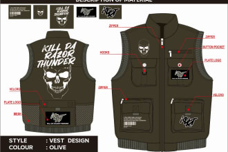 create custom vest jacket, or coat for merch and brand clothing or streetwear