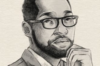 draw vintage style realistic pencil face illustration from photo